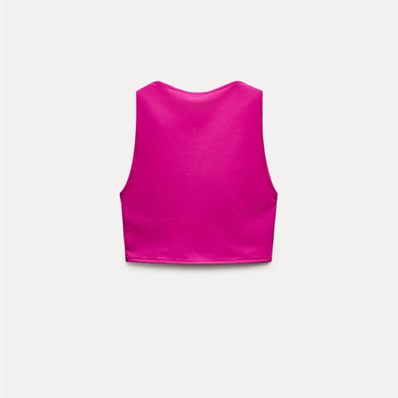 NWT Zara Polyamide Crop Top in Magenta Size S - Picture 2 of 3